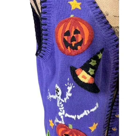 Vintage Tiara International Halloween Sweater Vest Women's S Purple - Picture 3 of 8